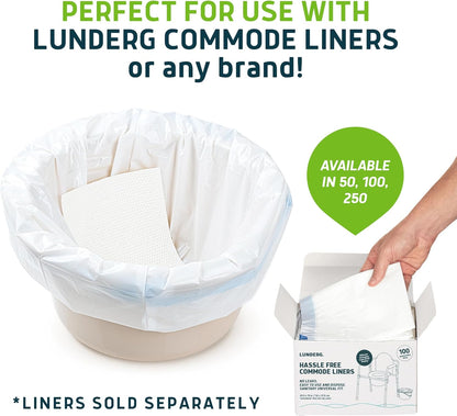 Lunderg Aloe Scented Super Absorbent Commode Pads - Medical Grade Value Pack 250 Count - for Disposable Bedside Commode Liners, Adult Chairs, Portable Buckets & Camping Toilet Bags - Light Scent
