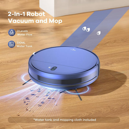 ZCWA Robot Vacuum and Mop Combo,2.4GHz WiFi Link Vacuum Robot,4 Cleaning Mode Robotic Vacuums Cleaner,APP/Remote Aspiradora Robot,Self-Charging Robot Vacuum for Pet Hair,Stains,Carpets,Corner
