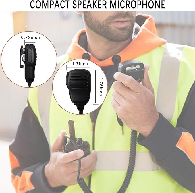 SAMCOM Walkie Talkie Speaker Mic, 2 Pin K Type Handheld Two Way Radios Shoulder Lapel Mic Microphone with Rainforced Cable,1 Pack