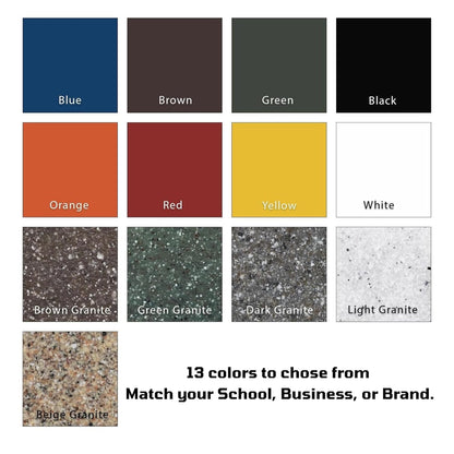 32 Gallon Square Slatted 100% Recycled Plastic Heavy-Duty Commercial Outdoor or Indoor Trash Can with Push Top Lid - Great for Schools and Businesses - Brown Granite