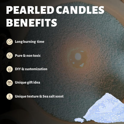 Sea Salt Scented Sky Blue Pearled Candle 18oz Luxury Sand Candle Granulated Wax - 30 Cotton Wicks - Wax for Candle Making Decorative Candles Smooth and Clean Burning Lasts up to 120 Hours
