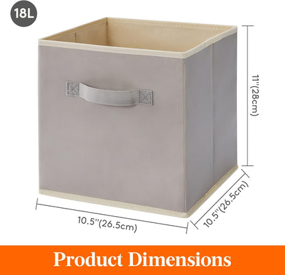 Lifewit Collapsible Fabric Storage Cubes Bins Set 11 Inch, Foldable Cubby Organizers Boxes, 6 Pack Organizing Baskets for Shelf, Closet, Utility Room, Storage Room, 18L Light Gray