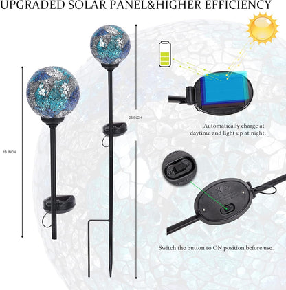 VCUTEKA Solar Lights - Outdoor Decorative Mosaic Solar Garden Light Waterpoof LED Pathway Stake Light for Landscape Lawn Patio Yard Decoration, 1 Pack