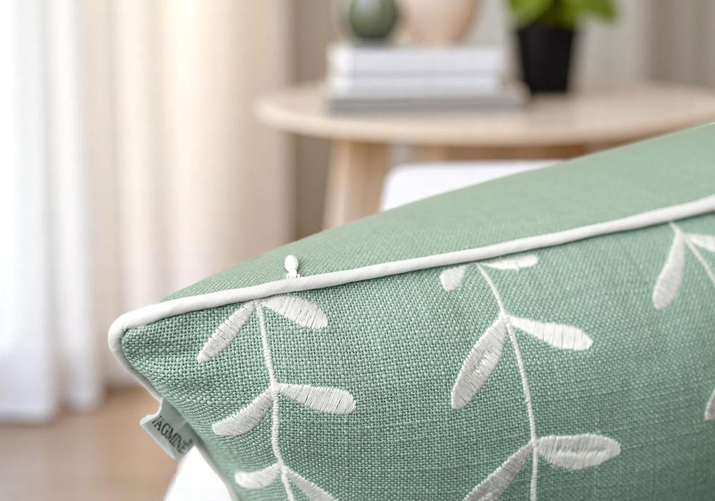 VAGMINE Embroidered Lollipop Pillow Cover - 18x18 Inches Square - 100% Cotton Light Teal Decorative Cushion Cover - Modern Textured Embroidery - Elegant Accent for Sofa, Bed, Living Room