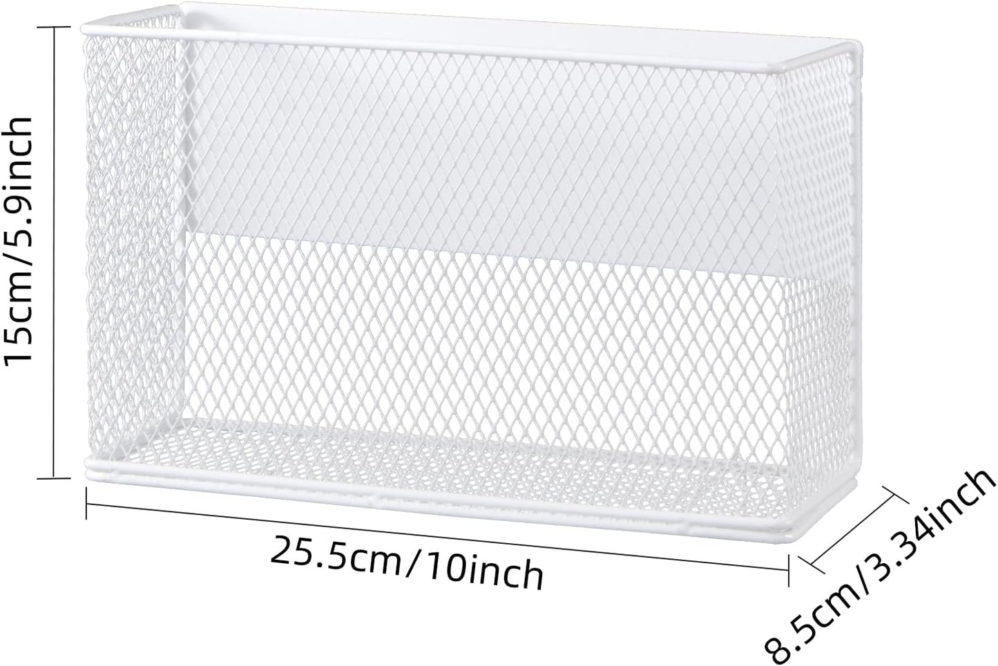 Magnetic Basket Organizer Holder for Fridge Magnetic Storage Bin Box Containers, White Magnetic Locker Organizer Holder for Kitchen Storage, Magazine, Whiteboard,10" × 3.34" ×5.9"