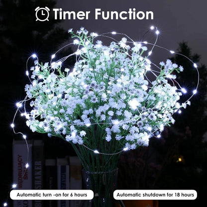 4-Pack Fairy Lights Battery Operated with Timer, Waterproof 16FT 50 LED String Lights Indoor Outdoor, Cuttable Starry Fairy Lights for Christmas Home Bedroom Wedding DIY Centerpiece Decor (Cool White)