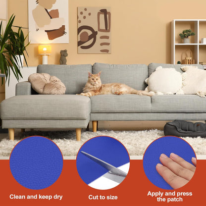 PATIKIL Leather Patches Tape for Furniture, 6.3 x 61 Inch Self Adhesive Vinyl Leather Repair Kit Cover Sheet for Couch, Sofa, Car Seats, Office Chair, Dark Blue