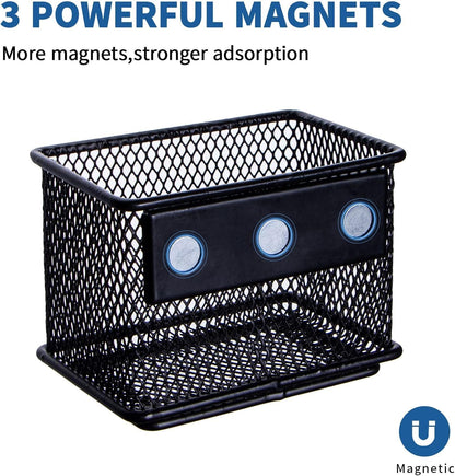 dedoot 6 Pack Magnetic Pen Holder, 3.45x2.3x2.6inch Magnetic Basket Locker Organizer Metal Mesh Pencil Memo Holder for Whiteboard, Fridge, Desk, Offices