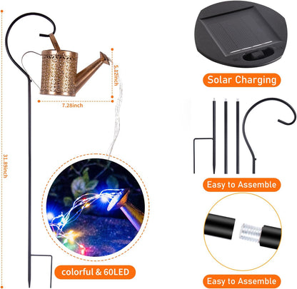 Solar Watering Can Light, Solar Yard Decorations Outdoor, Garden Decor Lights, IP65 Waterproof Hanging Lantern Lights, Flower Bed Decor, Gifts for Grandma, Women, Mom