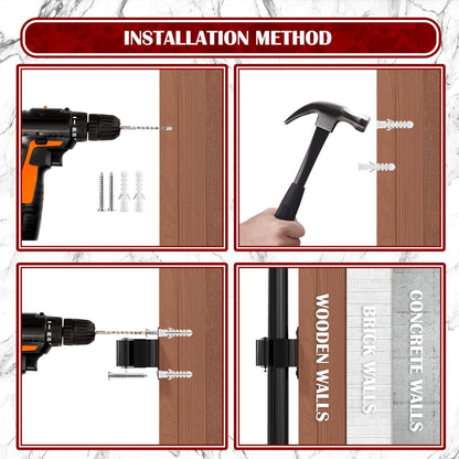 3-H Stainless Steel Broom Holder Wall Mount 15-Pack- Heavy Duty Mop Organizer, Wall Mounted Broom Storage with Secure Mounting for Laundry Garage Bathroom