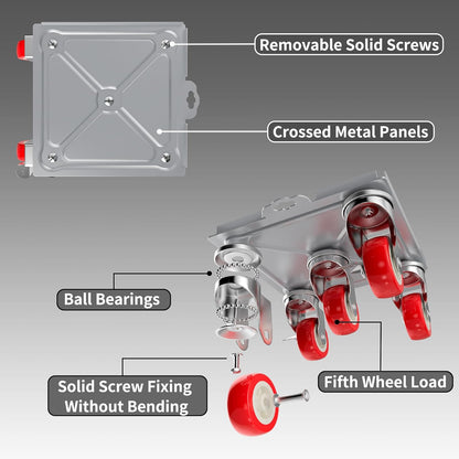 MYUEA【Upgrade Large】 Furniture Dolly,Furniture Movers with 5 Wheels,Carbon Steel Panel Heavy Duty Dolly,Furniture Lifter with 5 360° Rotatable Rubber Universal Wheels,Maximum Load 3747 LBS(Oversize)