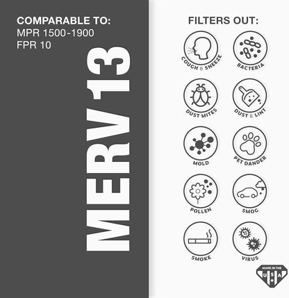 Aerostar 17 1/2x23 1/2x1 MERV 13 Pleated Air Filter, AC Furnace Air Filter, 6 Pack (Actual Size: 17 1/2" x 23 1/2" x 1")