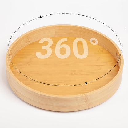 10in Bamboo Lazy Susan Organizer for Countertop and Cabinet with Large and Stable Chassis,Round Rotating Bamboo Tray for Station Organizer,for Kitchen Bathroom Laundry Room (10in)