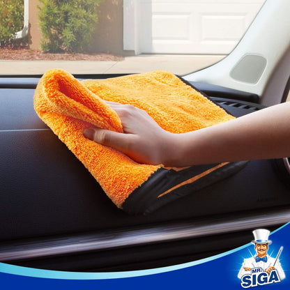 MR.SIGA Professional Premium Microfiber Towels for Cars, Dual-Sided Car Washing and Detailing Towels, Gold, 15.7 x 23.6 inch, 6 Pack