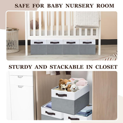 Criusia Closet Organizers and Storage Baskets - 6 Pack Shelf Organizer Bins with Handles - Clothes Storage Bins for Bedroom Nursery Home Closet Organization - Blanket Toy Storage Organizer