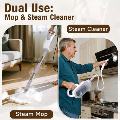 Steam Mop, 13-in-1 Powerful Handheld Steam Cleaner with 13 Accessories, 500ML Removable Tank, 23FT Power Cable, Detachable Steam Mops for Floor Cleaning, Tiles, Windows, Tile Grout, Carpets, Furniture