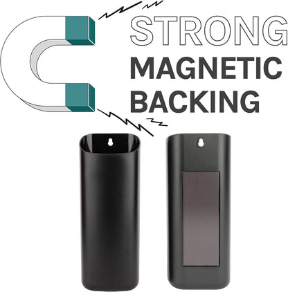 JS Jackson Supplies Small Black Lint Bin with Magnetic Back, Slim Profile Space Saving Trash Bin and Organizer for Laundry, Wall Mountable