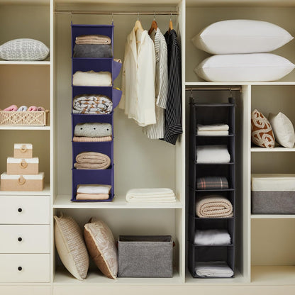 YOUDENOVA Hanging Closet Organizer, 6-Shelf Closet Hanging Storage Shelves, Purple