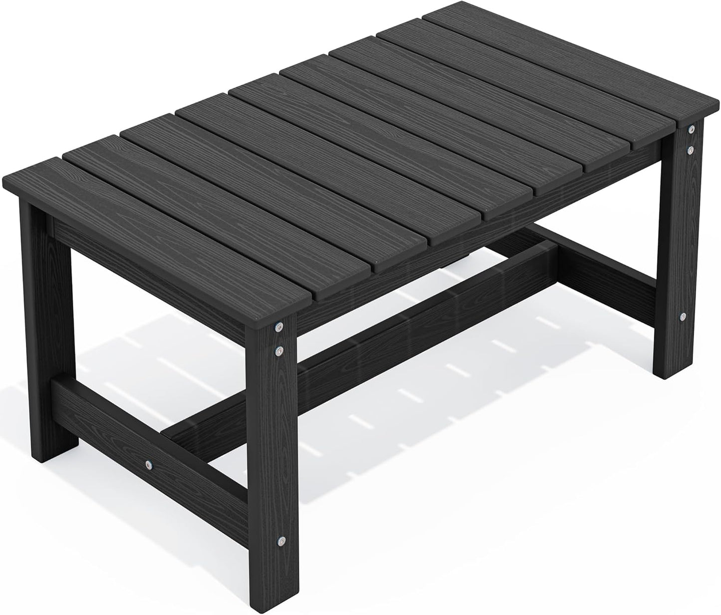 SERWALL Outdoor Coffee Table, HDPE Patio Coffee Table for Outside, Rectangle, Black