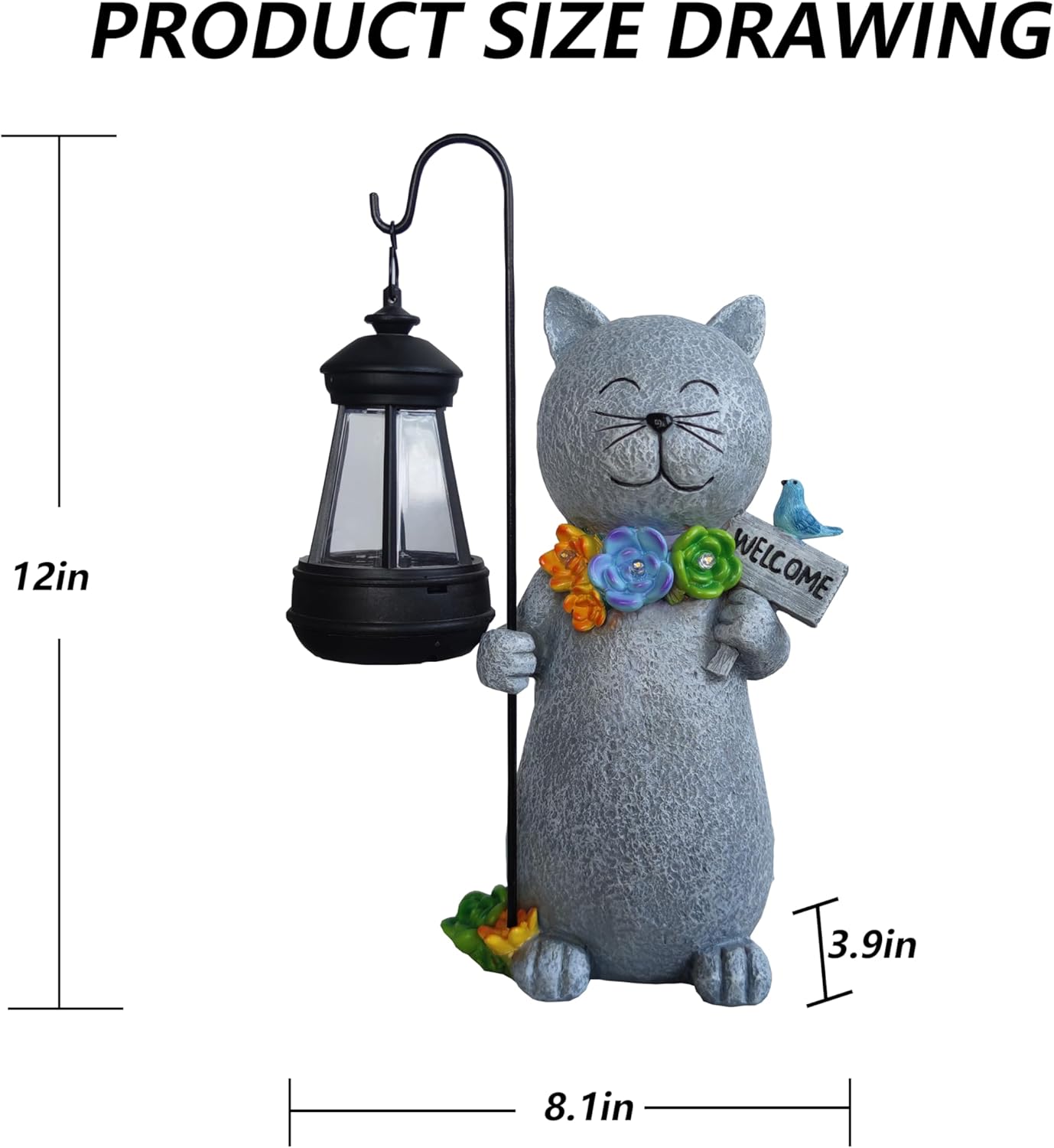 Solar Rabbit Garden Statues Outdoor Décor with Lantern- Rabbit Figurines Solar LED Light Lawn Ornaments - Yard Decorations for Patio, Balcony, Backyard -Unique House Warming Gifts for Mom