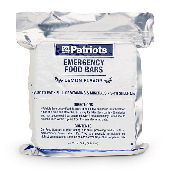4Patriots Emergency Food Bars: Non-Perishable S.O.S Ration Designed to Last 5 Years, 9 Servings