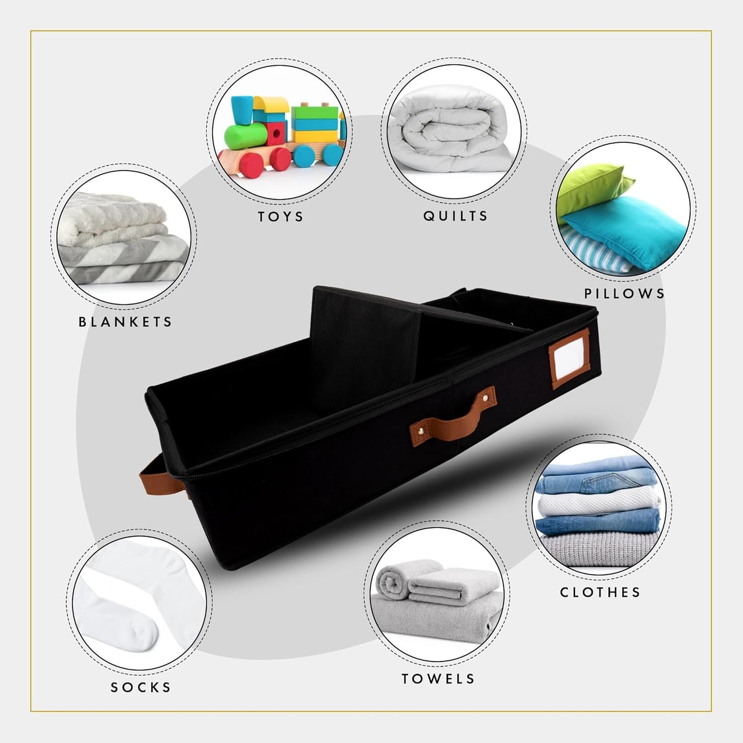 HOMELUX THEORY 2pc Under Bed Storage Containers, Bedroom Under the Bed Drawer Storage Organizer with Bins and Lids, Medium Underbed Clothes Storage Box Ideal for Blanket, Fabric, & Shoes (Black)