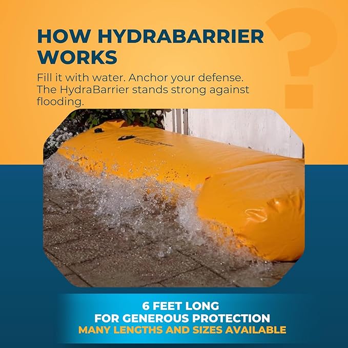 Watershed Innovations Best Sandbag Alternative - HydraBarrier Supreme 6 Foot Length 12 Inch Height - Water Diversion Tube - Light, Re-usable, & Eco-Friendly Flood Barrier (Single Unit)