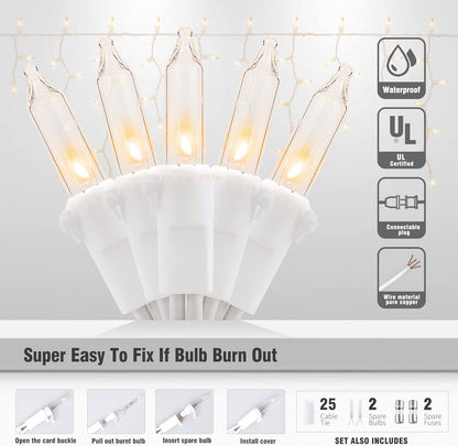 Icicle Lights Outdoor,Oopswow 23FT 200 Connectable Icicle Christmas Lights,Warm White Plug in Curtain String Lights for Indoor Wedding Party Holiday Xmas Yard Patio Window Decorations1