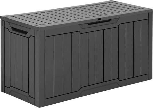 YITAHOME 80 Gallon Outdoor Storage Box, Large Water Resistant Resin Deck Box, Indoor Outdoor Lockable Storage Container for Patio, Garden, Cushions, Tools, Equipment (Dark Gray)