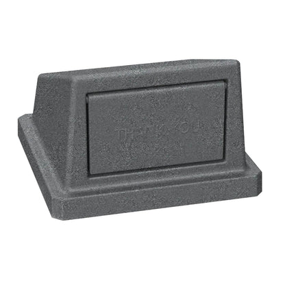 32 Gallon Square Slatted 100% Recycled Plastic Heavy-Duty Commercial Outdoor or Indoor Trash Can with Push Top Lid | Great for Schools and Businesses - Dark Granite