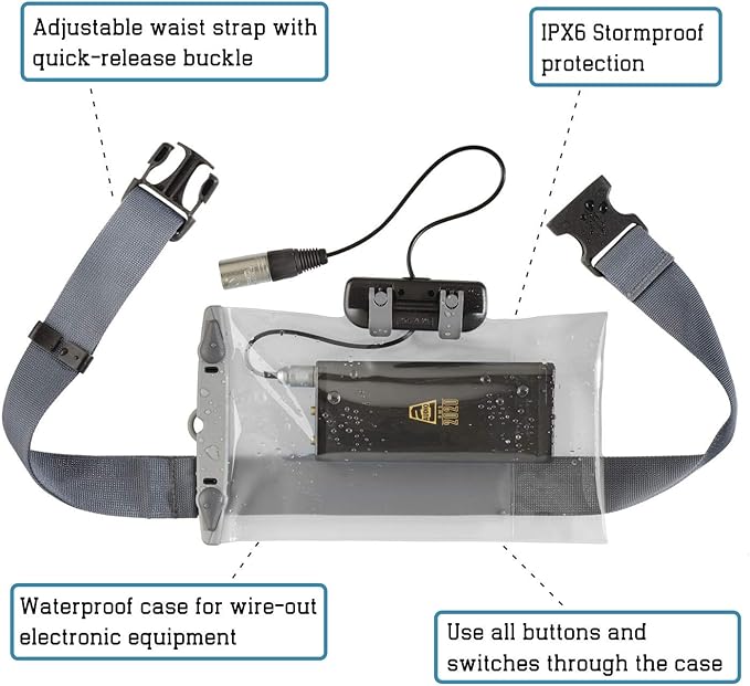 Aquapac Waterproof Case For Radio Microphone Large, 5 Year Warranty, Made in the UK, Professional Sound Engineer, For Wired Electronic Devices