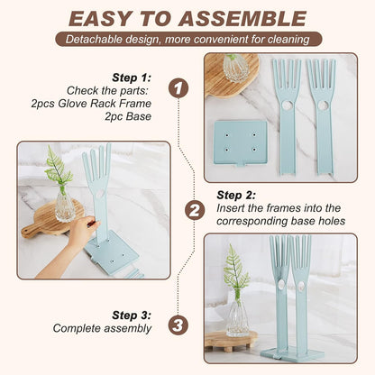 Nuenen 2 Pieces Kitchen Glove Holder Glove Drying Rack Dryer Plastic Mitten Rubber Rack Sink Stand Towel Hanger Reusable Towel Storage Holders for Sponge Food Bag Organizer, Pink and Blue