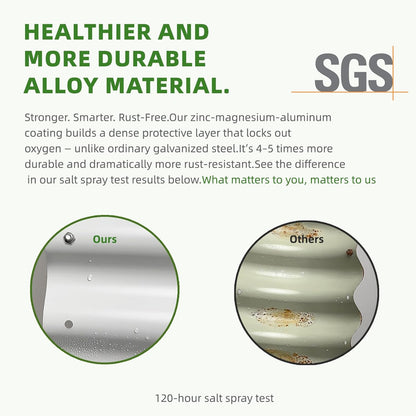 DaisyVibe Raised Garden Bed Kit, Planter Raised Garden Boxes Outdoor, Oval Large Metal Raised Garden Beds for Vegetables Flowers (Grey, 5ftx2ftx1ft)