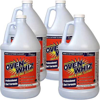 4 x 1 Gallon (512 Oz.) Oven-Whiz Oven & Grill Cleaner by FryOilSaver Co., Tough Stain Buildup, Grease & Food Burnt Eliminator for BBQ Grill, Ovens, Stainless Steel for Home Kitchen, Restaurant & Diner