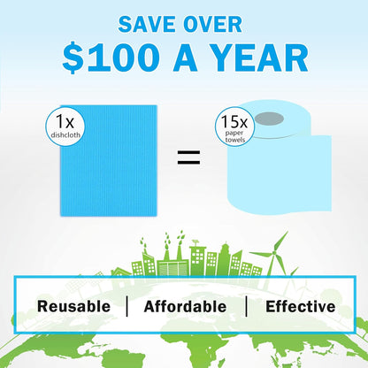 HOMEXCEL Swedish Dishcloths for Kitchen, 20 Pack Reusable Sponge Dish Cloth for Kitchen and Cleaning Counters, Super Absorbent Paper Towels (Blue/White/Pink)