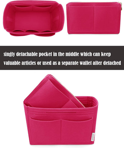 LEXSION Felt Purse Bag Organizer Insert with zipper Bag Tote Shaper Fit Speedy Neverful PM MM