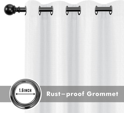 HolidayIdeas 4 Panels Linen Outdoor Curtains for Patio Waterproof White Curtains 84 Inch Length Set-Wide Curtains Weatherproof, Privacy, Textured for Pergola, Porch, Gazebo-110 Wide x 84" Long