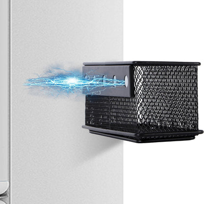 6.29'' × 2.28'' × 2.48 Black Magnetic Basket for Refrigerator Magnetic Organizer Holder Locker Organizer for Home Office Accessories Magnetic Basket for Whiteboard,Set of 4