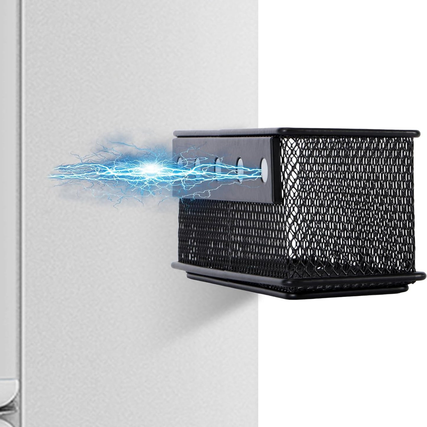 6.29'' × 2.28'' × 2.48 Black Magnetic Basket for Refrigerator Magnetic Pen Holder Locker Organizer for Home Office Accessories Magnetic Basket for Whiteboard，Set of 2