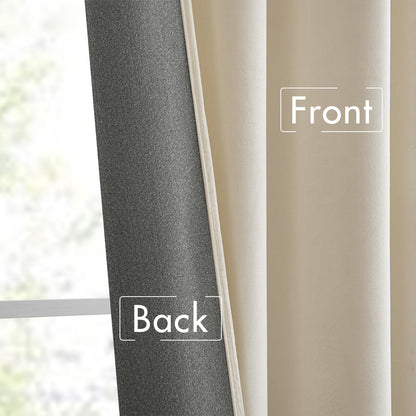 MIULEE Cream Beige Velvet Curtains 108 inches Long 2 Panels - Luxury Pinch Pleated Room Darkening Window Drapes for Bedroom Living Room Thermal Insulated Super Soft, Back Tab Rod Pocket Elegant Decor