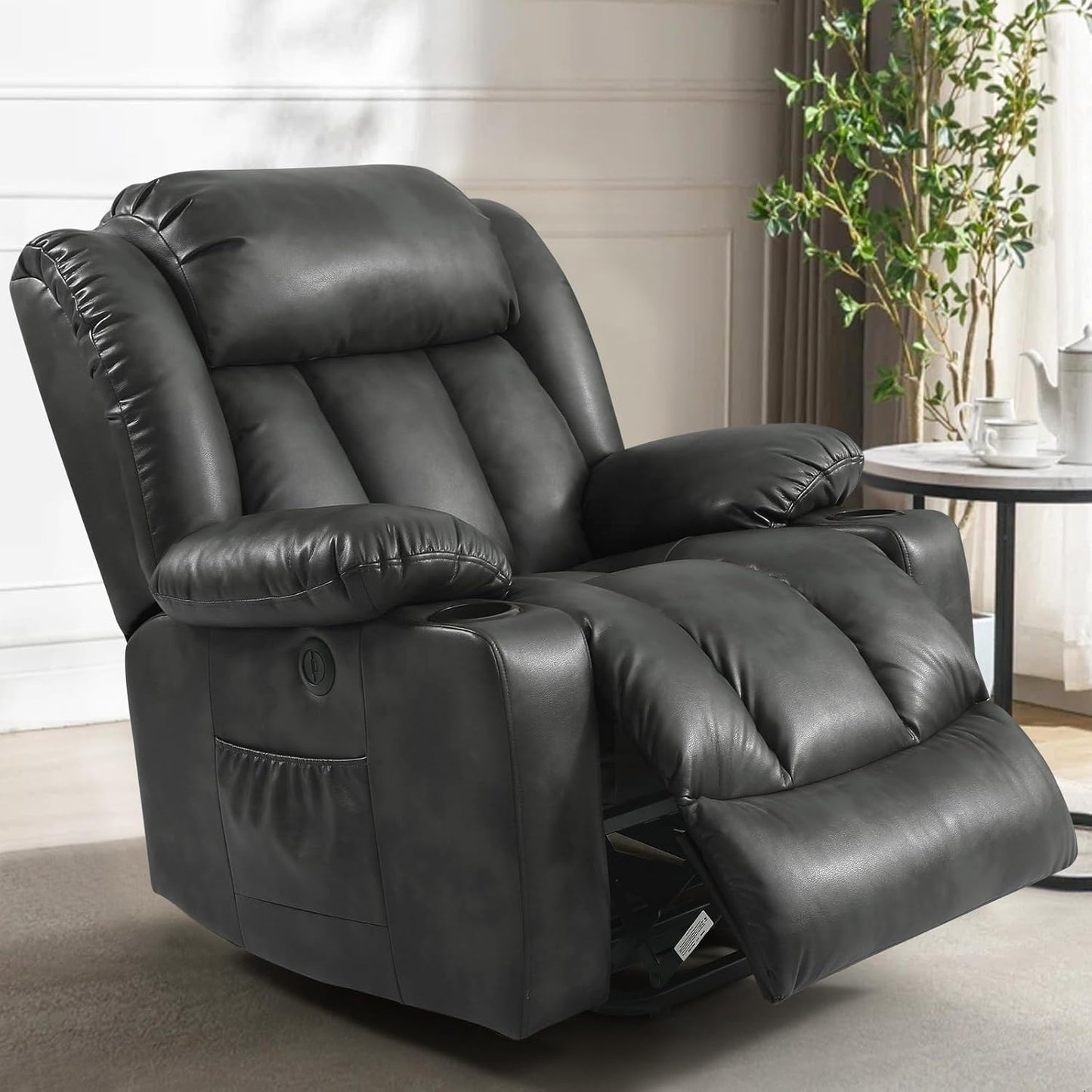 PARKOL Power Lift Recliner Chair for Elderly Breathable Leather Recliner Chair with Massage and Heat,2 Cup Holders,Electric Stand Assist,USB Ports,Gifts for Family (Beige)