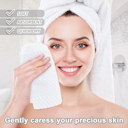 White Washcloths for Bathroom (6PC, 13"x13") - Cotton | Quick Dry | Lightweight | Thick | Soft | Absorbent, Hand Towels for Face & Body, Wash Cloths for Bathroom & Showering, Towel Gift Set