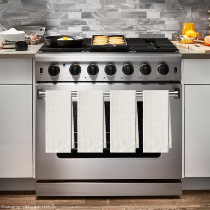 Artoid Mode Checkered Designed Cotton Beige Terry Kitchen Dish Towels, 15x25 Inch Soft Absorbent Quick Drying Family Cleaning Tea Towels Set of 4