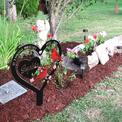Personalized Cemetery Memorial Metal Stakes, Cardinals Memorial Grave Markers,Graden Decorations for Loss of Mother Father, Outdoor Sympathy Decor Gift