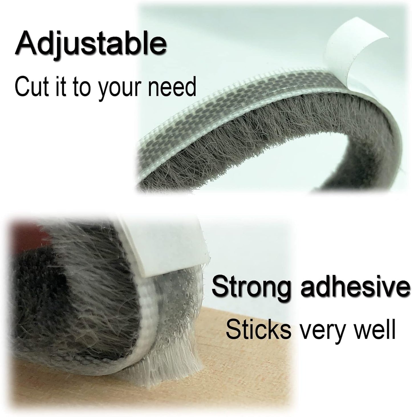 Brush Weather Stripping for Sliding Windows/Doors Frame Side,Pile Self Adhesive Weatherstrip Seal Strip for Soundproofing (16.5ft x11/32 x 11/32 Brush inch, Black)