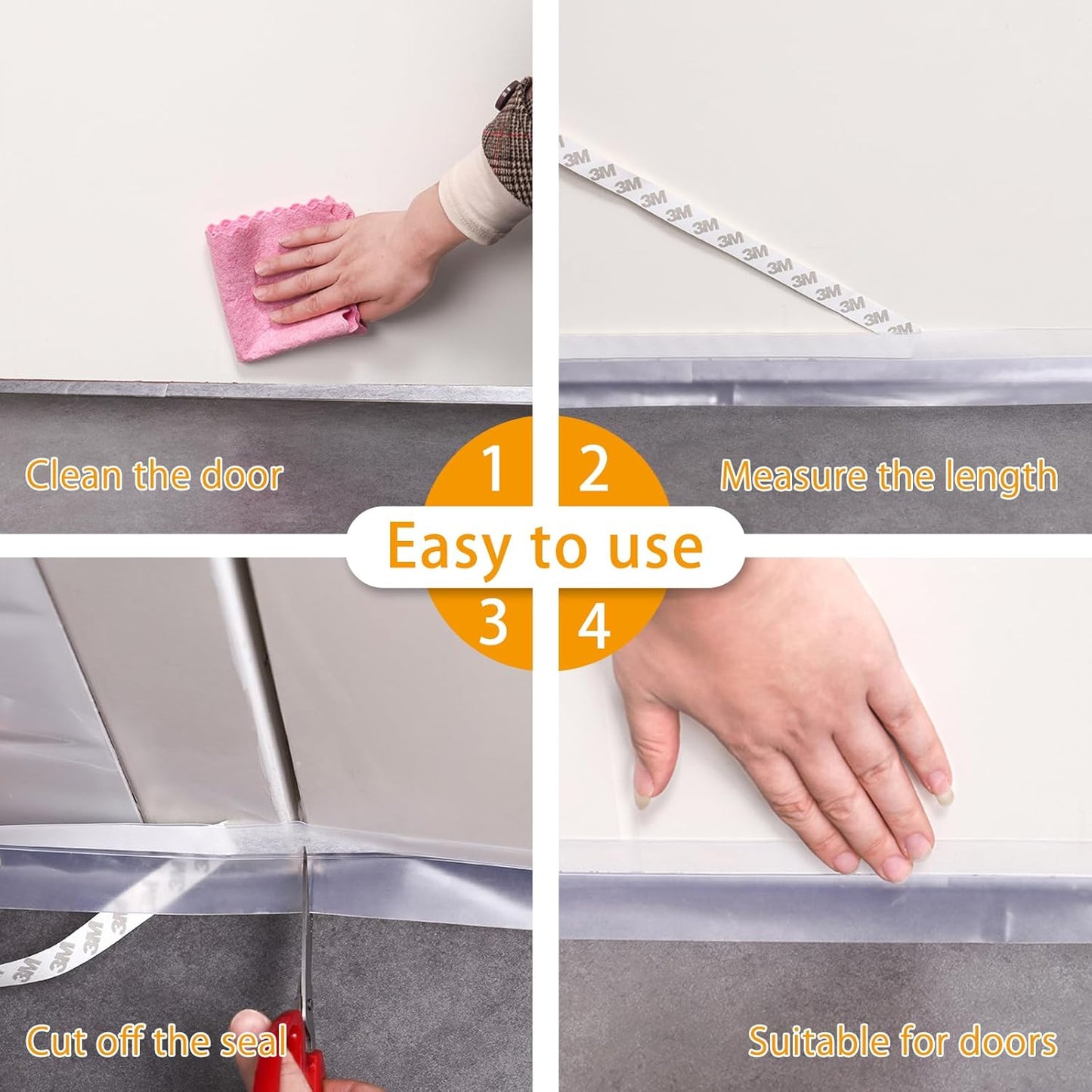 Door Weather Stripping Doors Seal Strip, 26 FT Silicone Sealing Tape for Door Draft Stopper Adhesive for Doors, Windows and Shower Glass Gaps(Transparent, 25mm)