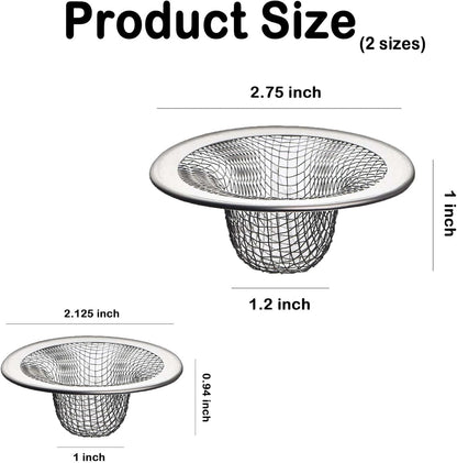14PCS Drain Mesh Basket, 2.125'' & 2.75" Bathroom Mesh Sink Drain Strainer Screen Cover Small Slop Basket Filter Trap Tub Drain Screen Hair Catcher for Lavatory RV Shower Floor Utility Drain