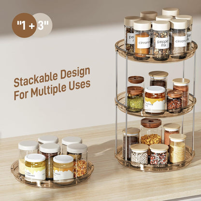 LAMU 2 Tier Lazy Susan Turntable Organizer 9.25'' Rotating Spice Rack Organization for Cabinet, Kitchen, Pantry, Countertop, Bathroom, Vanity, Medicine Cabinet Organizer, Amber