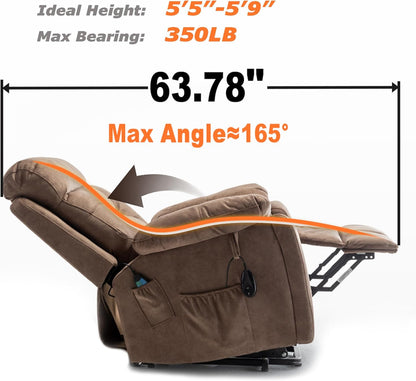 Power Lift Recliner Chair for Elderly, Lazy Boy Recliner Chair with Massage and Heating, 26in Extra Wide Recliner Seat with Cup Holder, Adjustable Electric Reclining Chair for Big Man