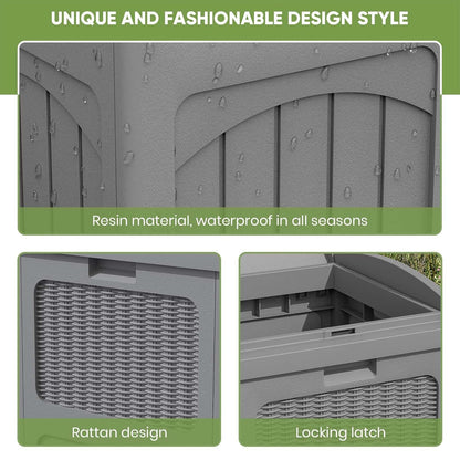 Patiowell 36 Gallon Outdoor Trash Can, Resin Outdoor Garbage Can with Lid for Patio, Backyard, Deck, Gray